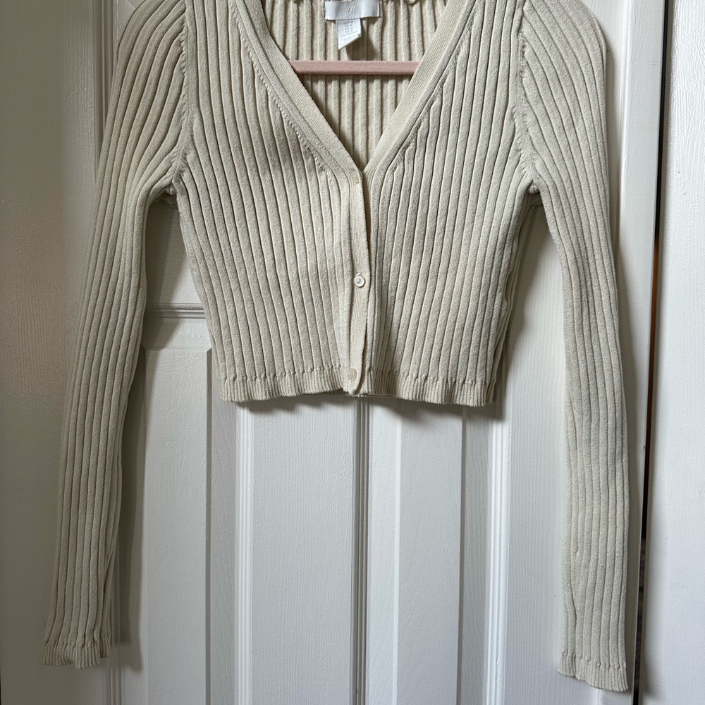 Women's Cream Ribbed Sweater